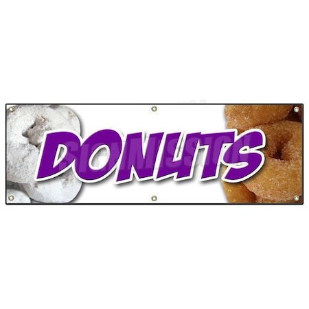 Signmission DONUTS 1 BANNER SIGN donut fried dough signs hot fresh made glazed sugar B-72 Donuts1